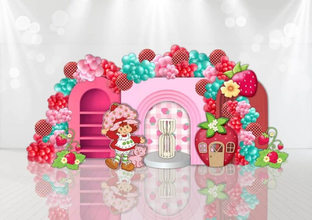 estive balloon and backdrop setup featuring a Gingerbread Man theme