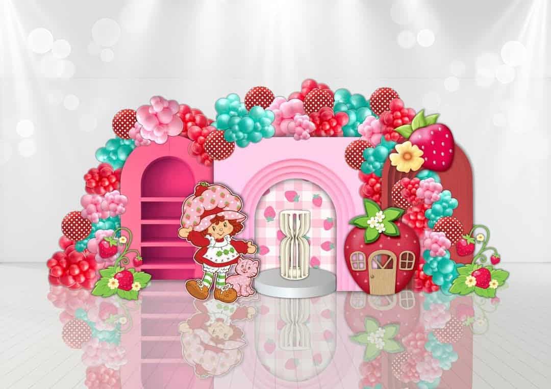 estive balloon and backdrop setup featuring a Gingerbread Man theme