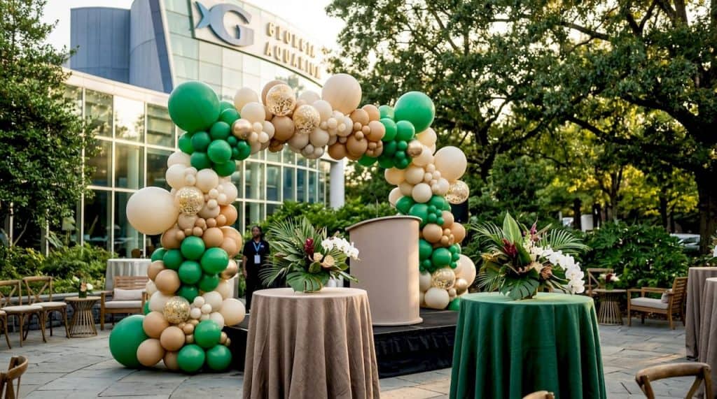 Why Balloon Decor for Corporate Events Wins in 2026 7 Wide shot of luxury balloon decor at Atlanta corporate event