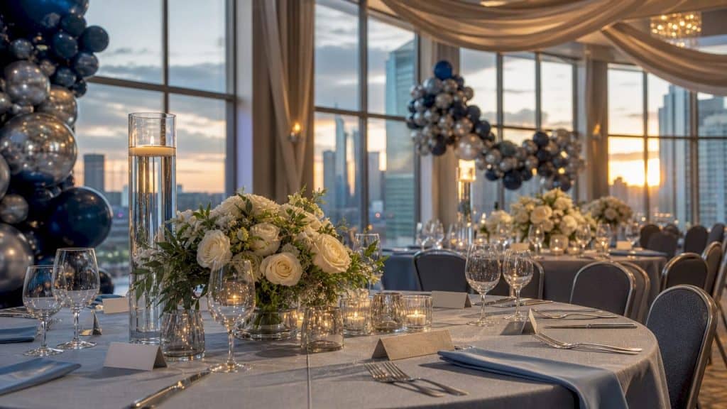Corporate Event Decor Types: A Planner's 2026 Guide Wide shot of architectural draping in Atlanta corporate event