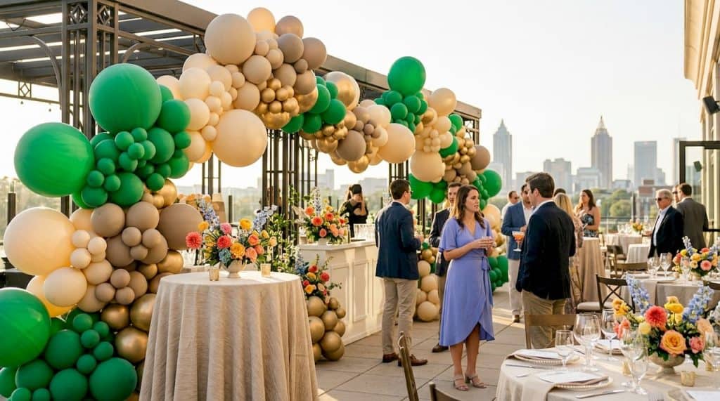 Events Balloons: 10 Creative Decoration Ideas for 2026 4 Balloon garlands and florals decorating Atlanta event ballroom