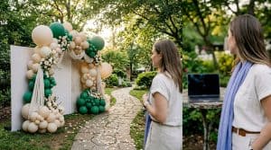 Elegant organic balloon arch at Atlanta outdoor venue
