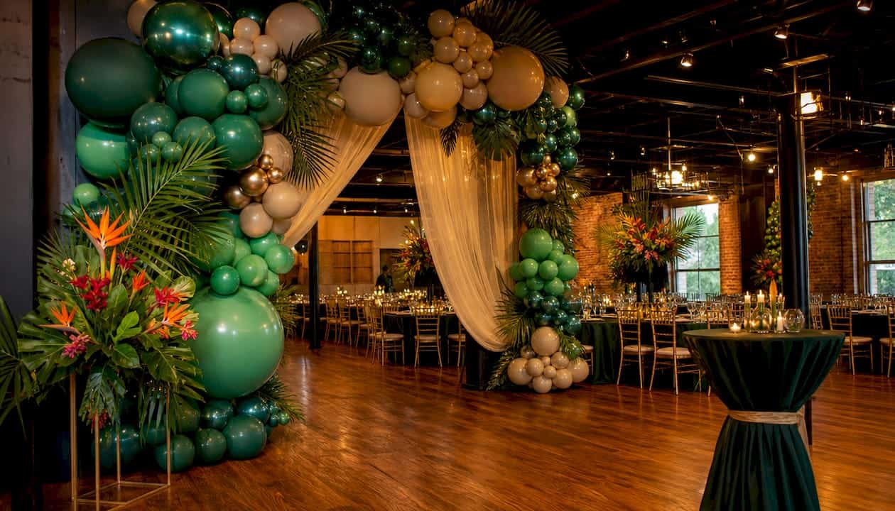 Luxury balloon arch entrance at Atlanta event venue