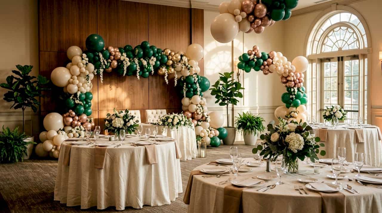 Elegant wedding balloon decor at Atlanta venue