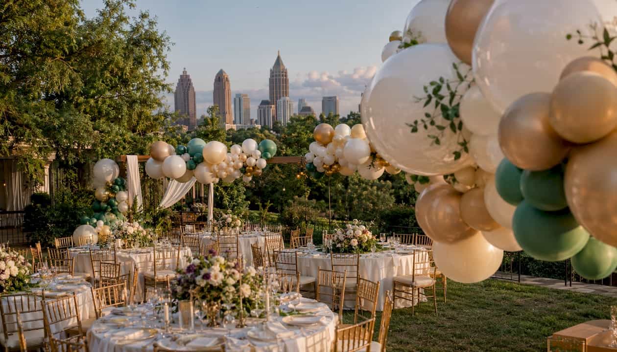 Why Latex Balloons Are Used for Events in Atlanta: A 2026 Guide Outdoor wedding featuring latex balloon decor in Atlanta