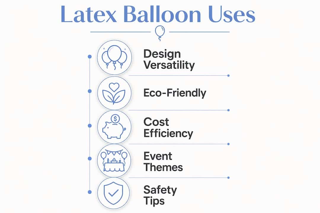 Why Latex Balloons Are Used for Events in Atlanta: A 2026 Guide Infographic showing key uses and benefits of latex balloons
