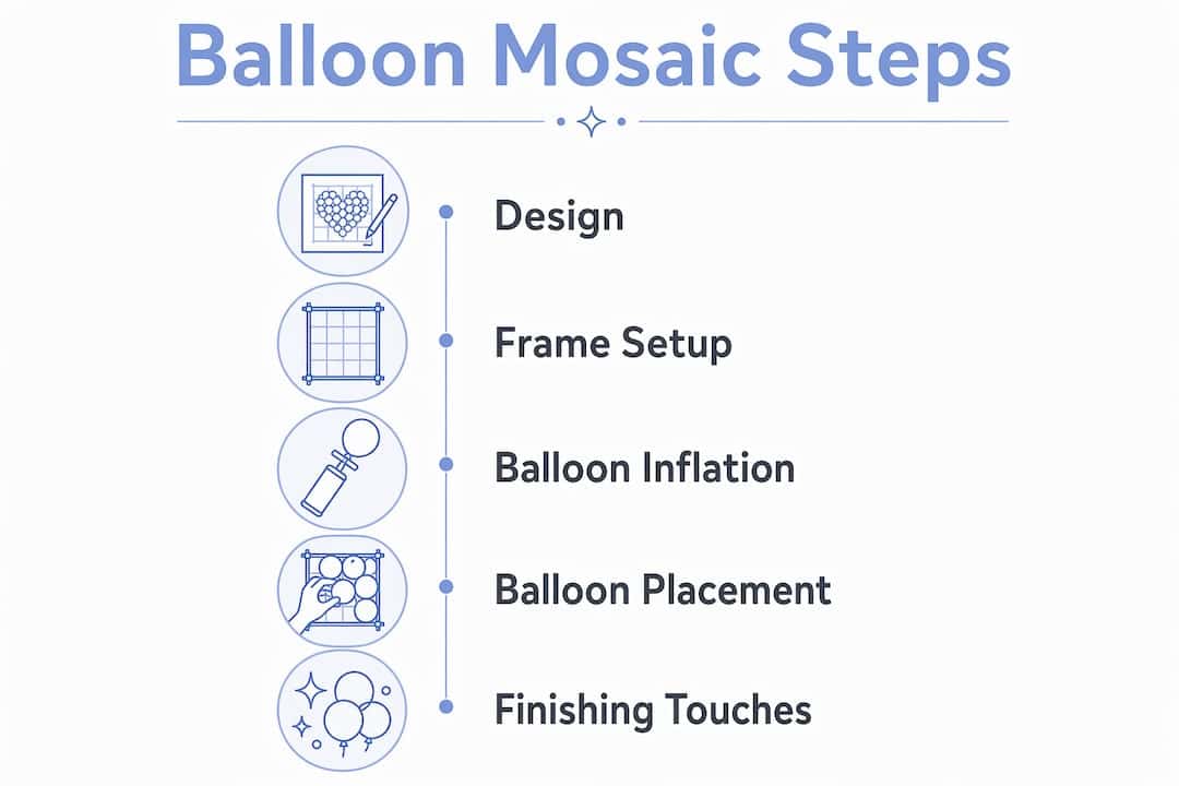 What Is Balloon Mosaic Design? Your 2026 Creative Guide Infographic showing balloon mosaic creation steps