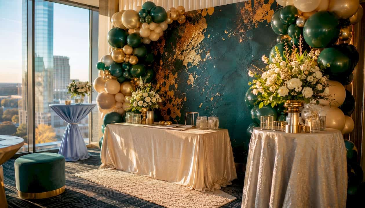 Role of Backdrops in Photography for Atlanta Planners Close-up of textured fabric luxury event backdrop