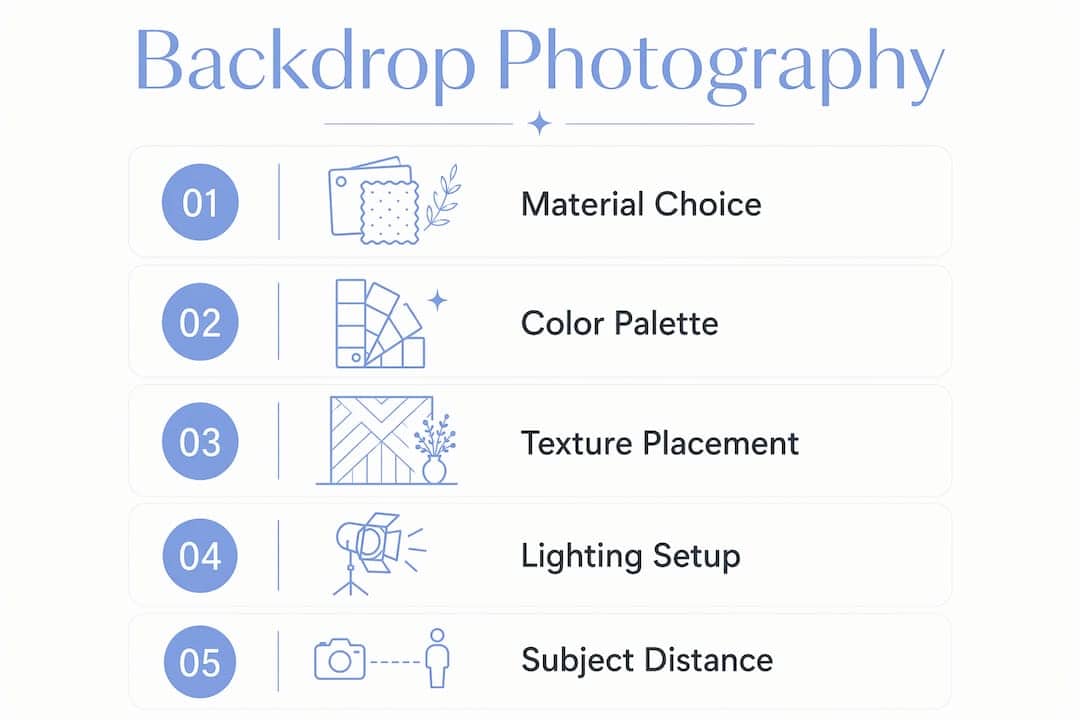 Role of Backdrops in Photography for Atlanta Planners Infographic showing steps for backdrop photography