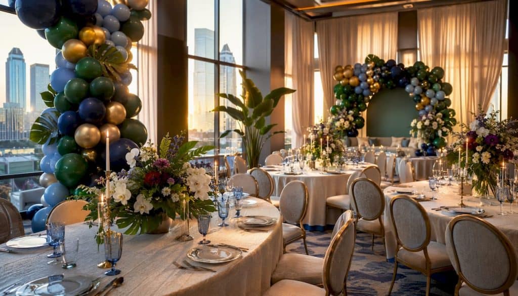 What Is an Event Design Concept: Luxury Atlanta Guide 4 Elegant balloon and floral event setup in Atlanta venue
