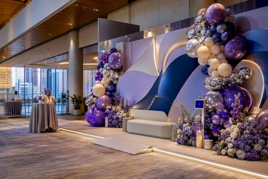 Luxury balloon sponsor wall title card