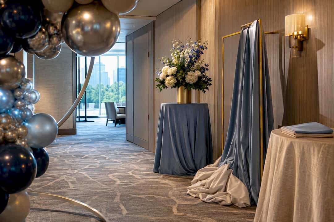 Four Conference Branding Moves That Drive Sponsor Value for Planners Reusable frame beside cropped balloon garland