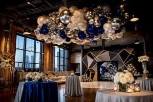 Luxury Atlanta loft event with balloon chandelier