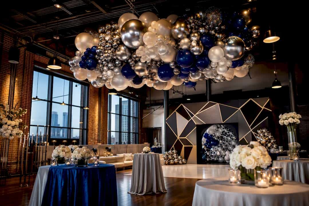 Luxury Atlanta loft event with balloon chandelier
