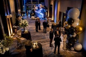 Luxury Atlanta corporate event with logo balloons