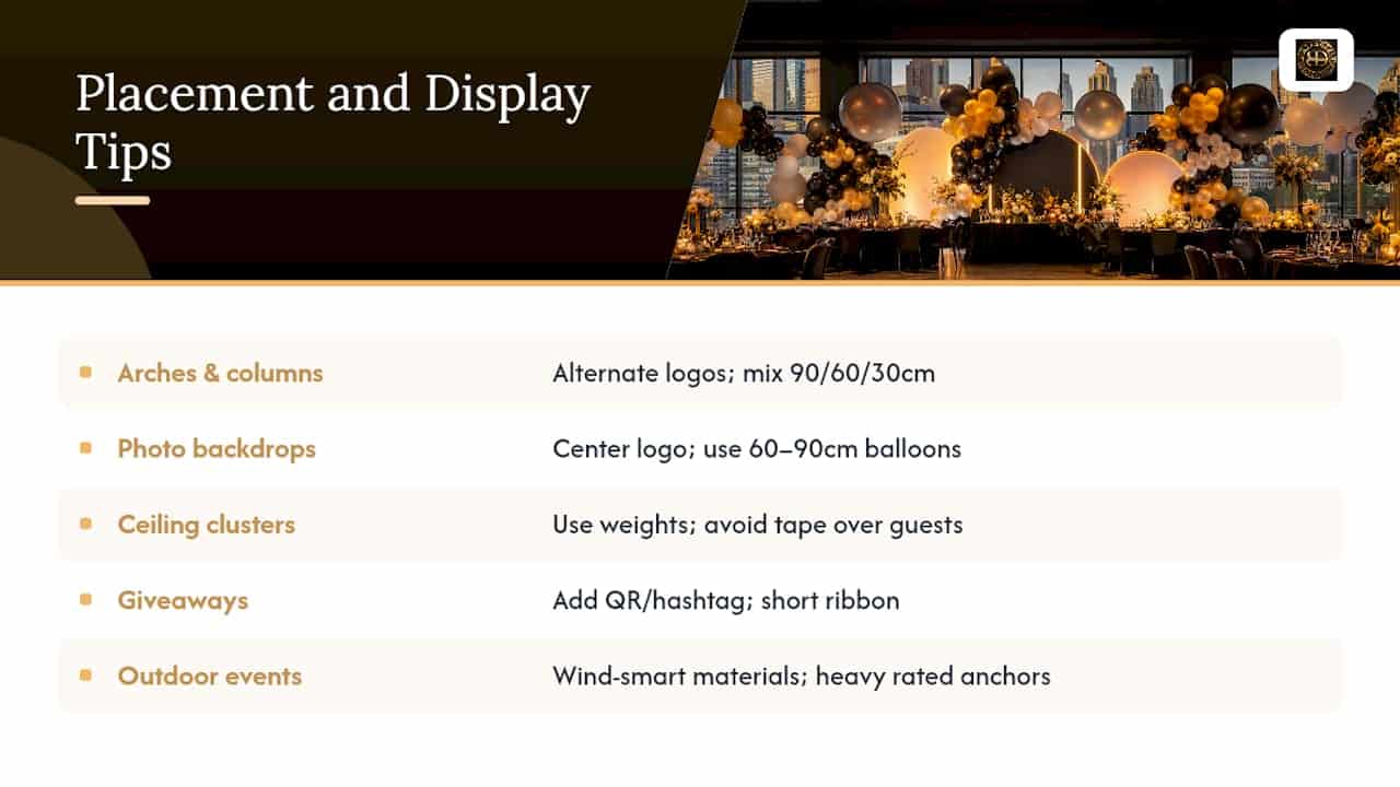 Solve 80% of Sourcing Questions: Logo Balloons Guide, Atlanta Workflow Design Placement and Display Ideas That Maximize Visibility — overview diagram