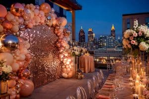 Luxury Atlanta event with sequin wall balloons
