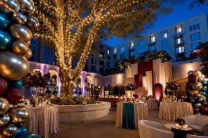 Luxury Atlanta tree lighting event with balloon décor