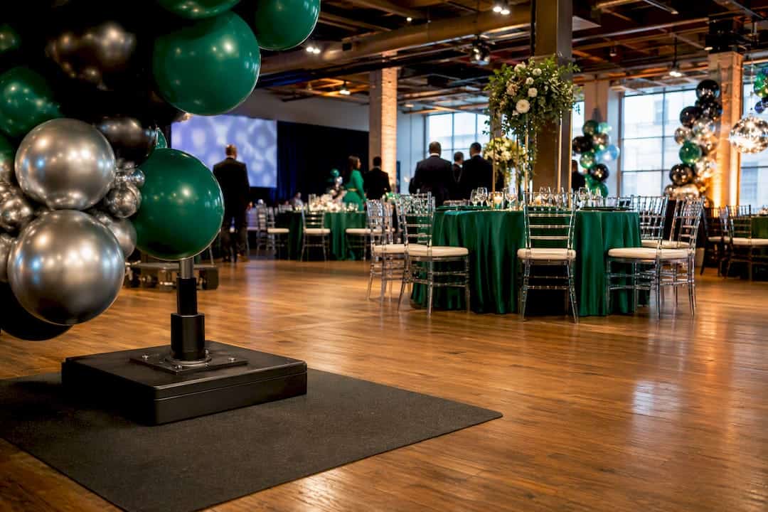 5 Questions Planners Must Ask About Balloon Decor Venue Restrictions 1 Weighted balloon base protecting event flooring