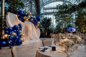 Luxury Atlanta launch event with sculptural backdrop