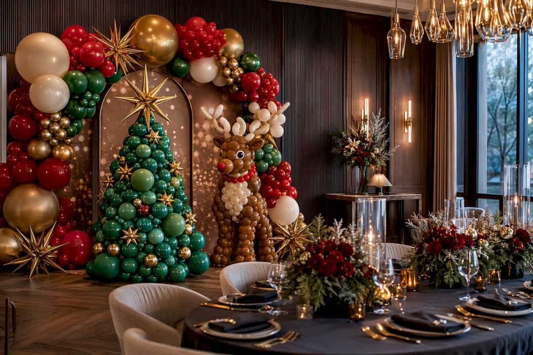 Photograph Like a Pro: 12 DIY Christmas Balloon Ideas 1 Balloon Christmas tree and reindeer display