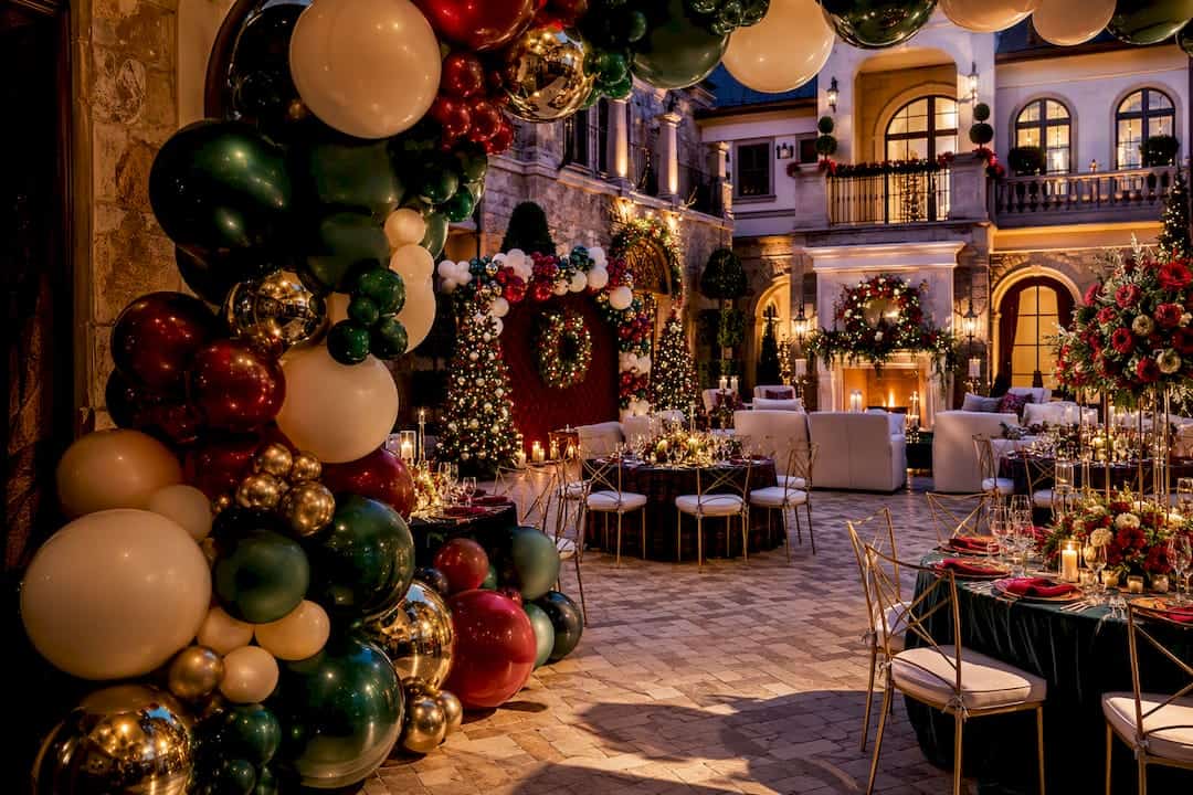 Luxury Atlanta Christmas balloon event setup