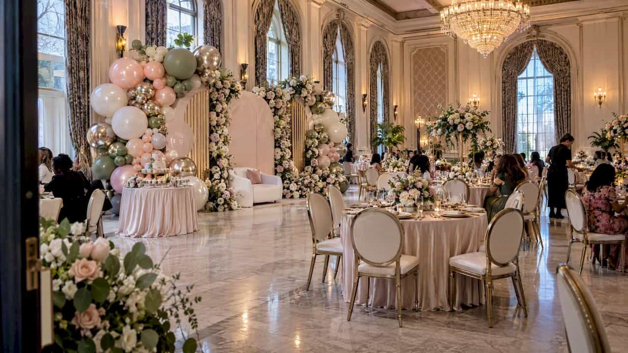 Luxury Atlanta bridal shower balloon garland