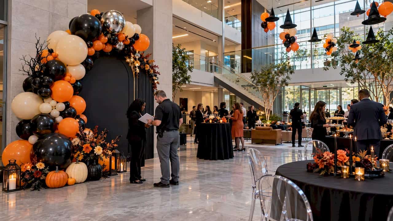 Compliant luxury Halloween decor in Atlanta office