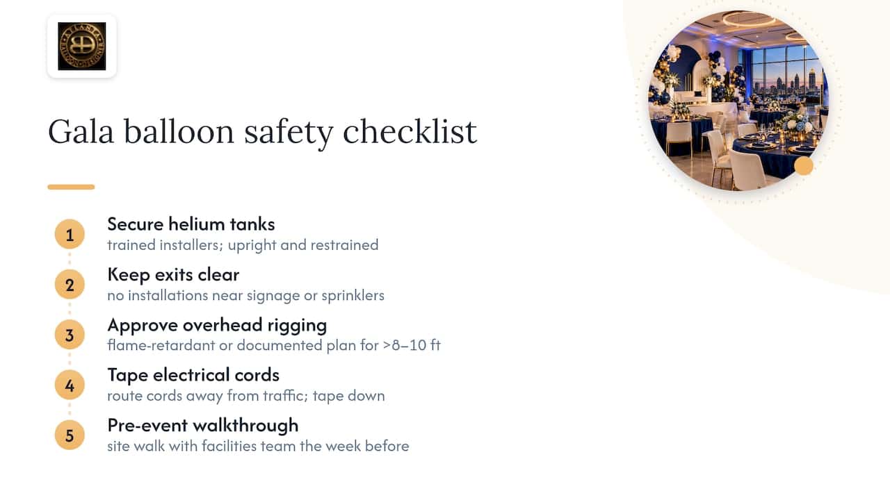 Drive Donor Engagement With Fundraising Gala Balloons Planners Use 1 Fundraising gala balloon safety checklist