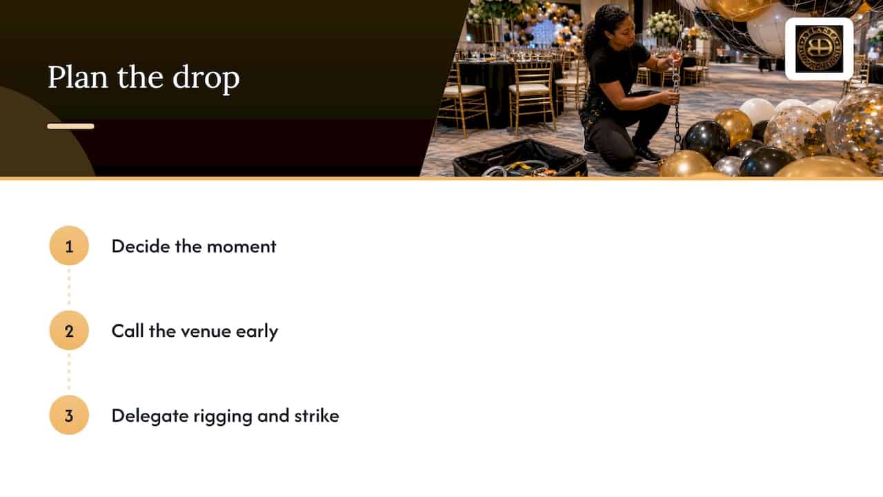 Balloon Drop Ideas for Parties, Launches and New Year's Eve 2 Perspective: Why We Treat a Drop as a Design, Not a Stunt — overview diagram