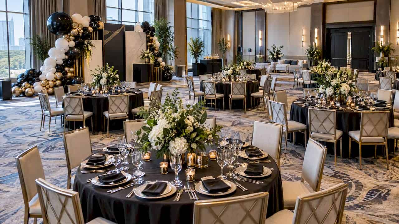 Corporate Centerpiece Ideas That Work for Atlanta Events 1 Restrained floral and greenery corporate centerpieces