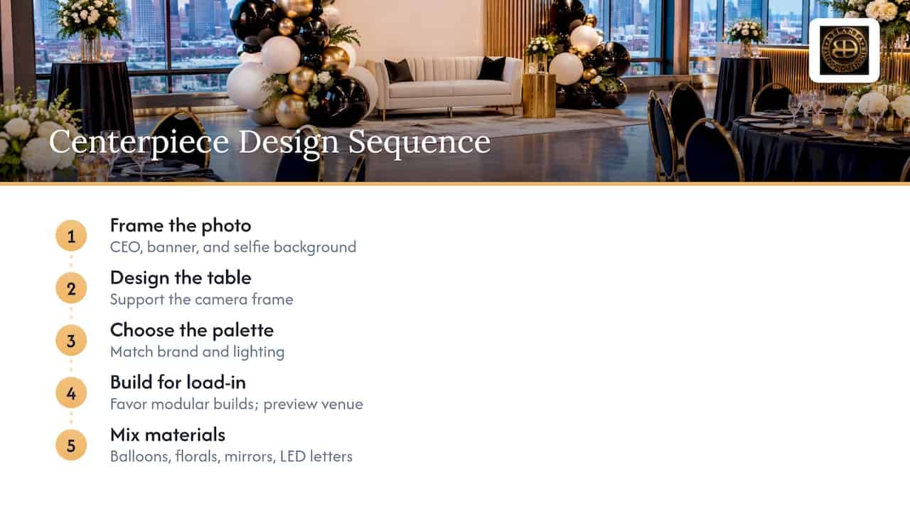 Corporate Centerpiece Ideas That Work for Atlanta Events 2 Centerpiece design planned from photo framing