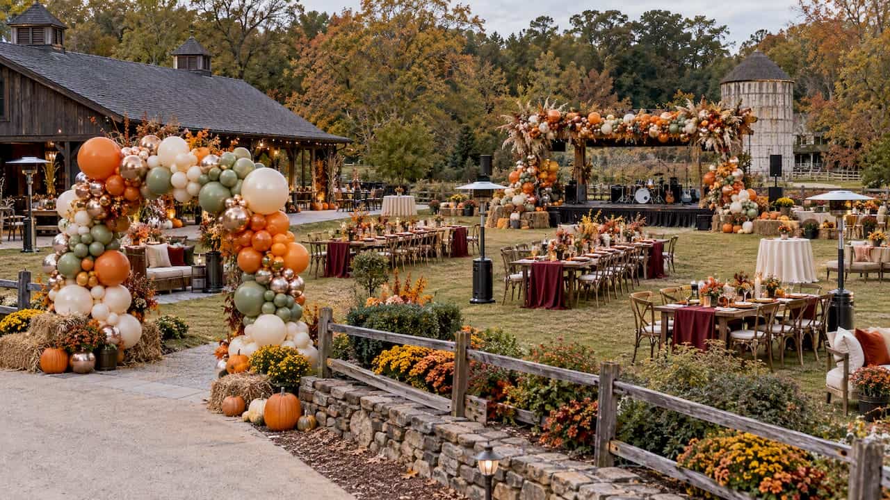 Luxury Atlanta fall festival with balloon arch