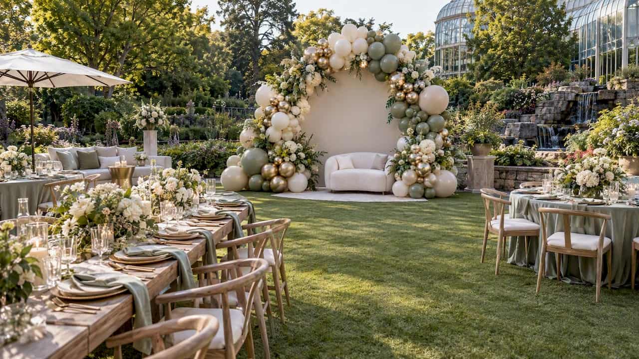 Luxury baby shower balloon ring at Atlanta garden