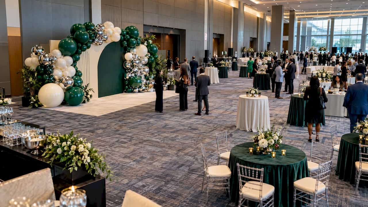 Luxury conference balloon photo backdrop in Atlanta