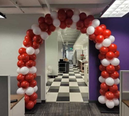 red and white Balloon Arch Atlanta
